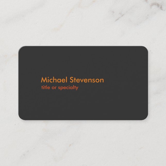 Grey Orange Modern Rounded Standard Business Card (Front)