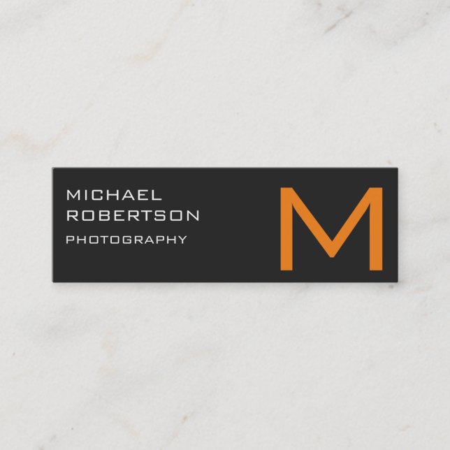 Grey Orange Monogram Photographer Business Card (Front)