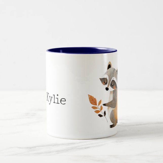 Grey Orange Racoon Two-Tone Coffee Mug (Center)