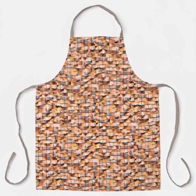 Grey orange rough ceramic tile with flaws, digital apron (Front)