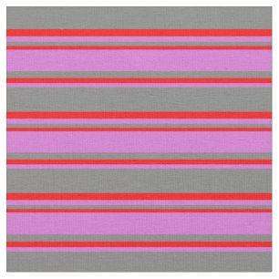 Grey, Orchid, and Red Coloured Pattern Fabric