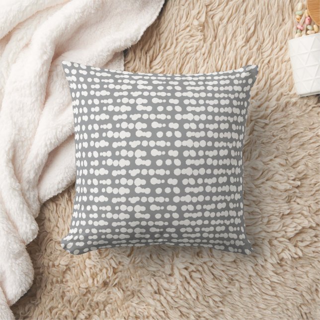 Grey Organic Dots Markmaking Pattern Cushion (Blanket)