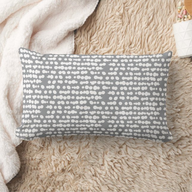 Grey Organic Dots Markmaking Pattern Lumbar Cushion (Blanket)