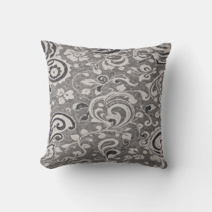Grey Ornamental Floral – Elegant Modern Classic Cushion