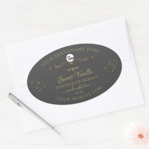 Grey Ornamental Gold Hearts Product Labels Logo