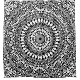Grey Ornate Gravel Mandala Shower Curtain