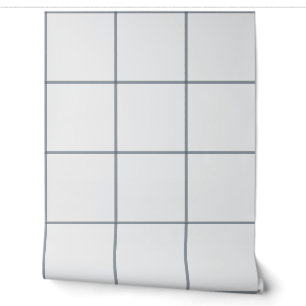 Grey Oversized Windowpane Check Wallpaper