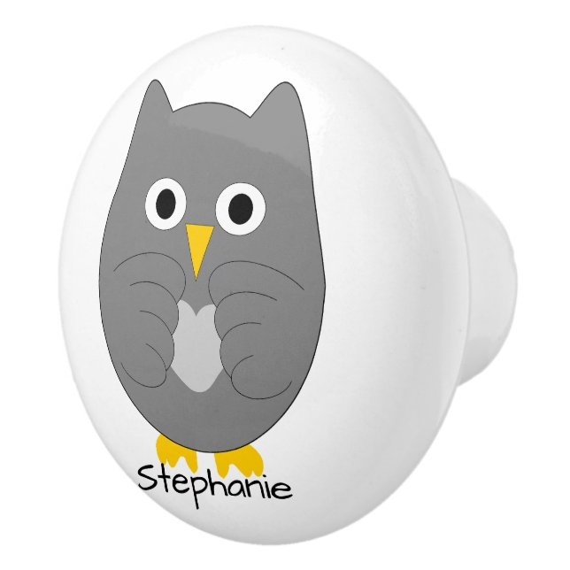 Grey Owl Design Personalised Ceramic Knob (Right)