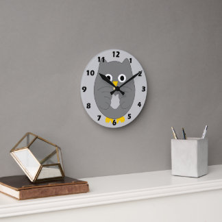 Grey Owl Design Round Clock
