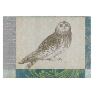 Grey Owl on Pattern Background Cutting Board