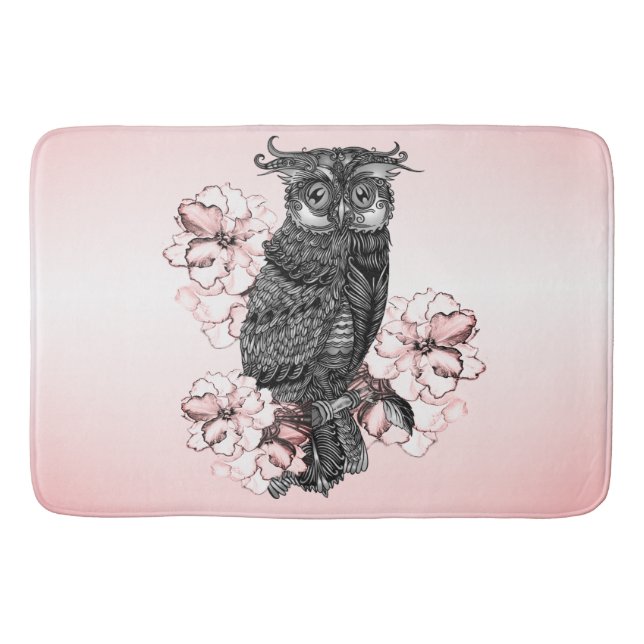 Grey Owl Pink Orchids Bath Mat (Front)
