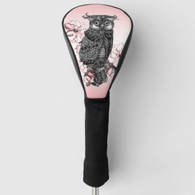 Grey Owl Pink Orchids Golf Head Cover (Front)