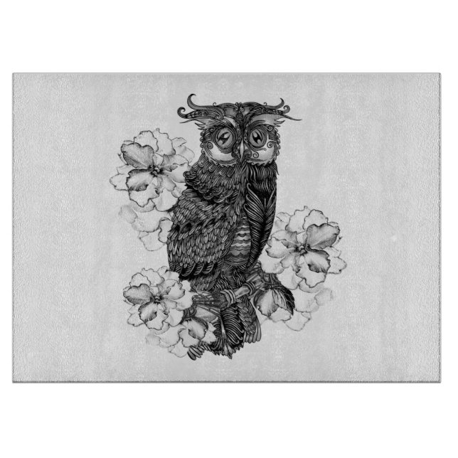 Grey Owl White Orchids Cutting Board (Front)