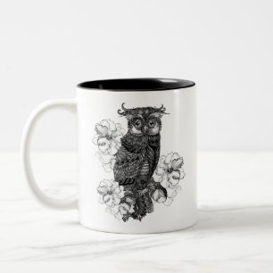 Grey Owl White Orchids Two-Tone Coffee Mug