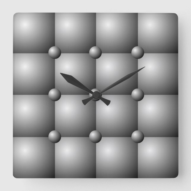 Grey Padded Cushion Effect Wall Clock (Front)