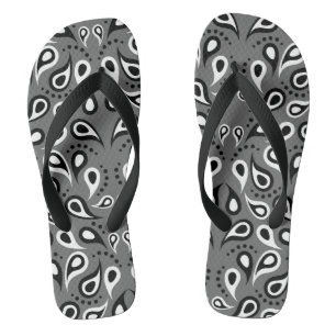 grey paisley adult flip flops