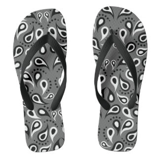 grey paisley adult flip flops