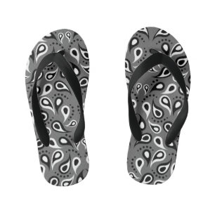 grey paisley kids flip flops