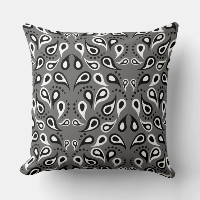 grey paisley pillow (Front)
