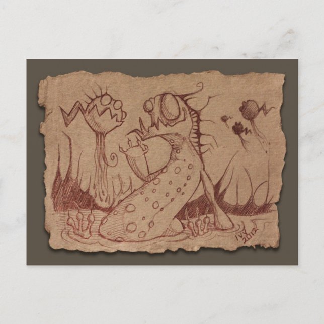 Grey Paper Sketch: Swamp Thing Postcard (Front)