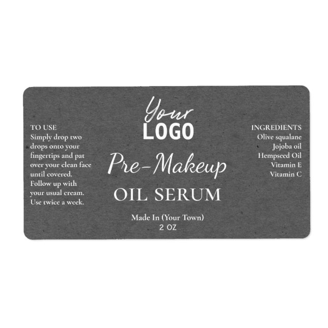 Grey Paper Texture Pre Makeup Serum Labels (Front)