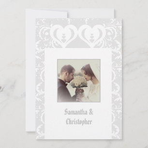Grey papercut wedding photo invitation