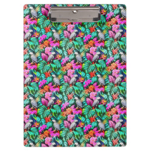 Grey Parrot Jungle Dreams Seamless Surface Pattern Clipboard