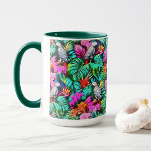 Grey Parrot Jungle Dreams Seamless Surface Pattern Mug