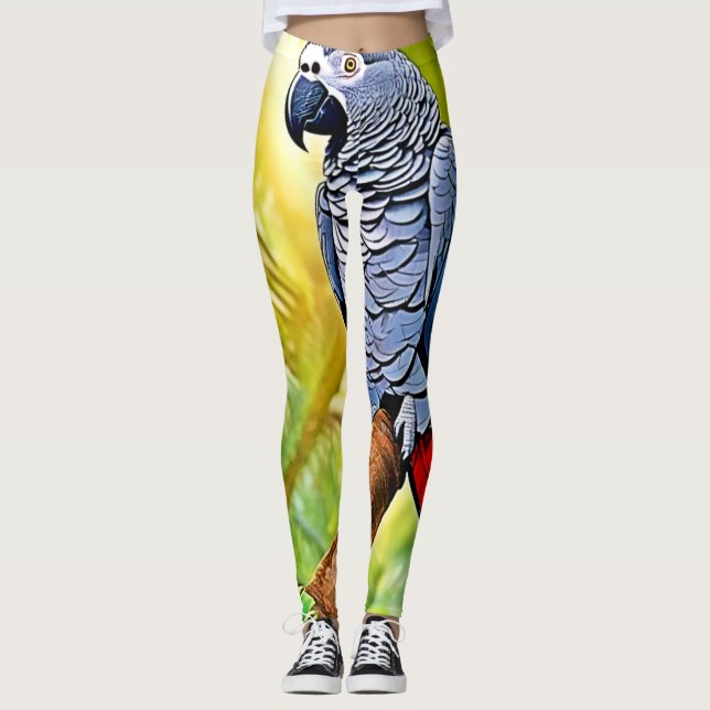 Grey Parrot Perch Leggings (Front)