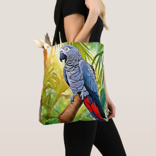 Grey Parrot Perch Tote Bag