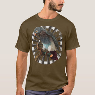 Grey Parrot Retro Circle Wheel Design T-Shirt
