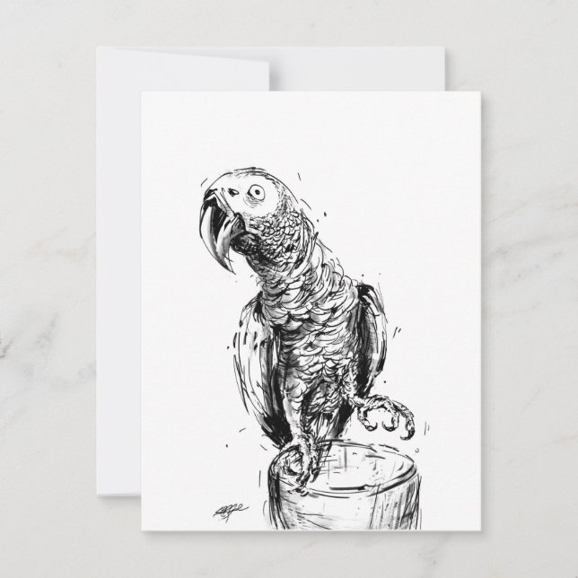 Grey Parrot Thank You Card (Front)