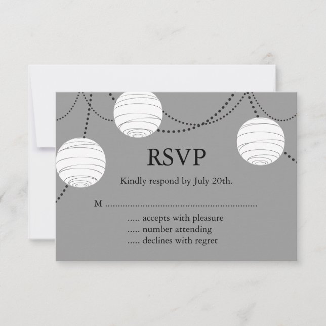 Grey Party Lanterns RSVP Card (Front)