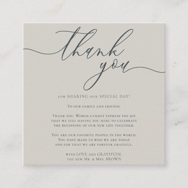 Grey Pastel Colour Custom Photo Thank You Enclosure Card (Front)
