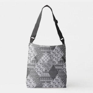 Grey Patchwork Patchwork Pattern  Crossbody Bag