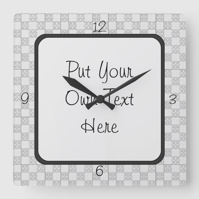 Grey Patchwork Pattern Square Wall Clock (Front)