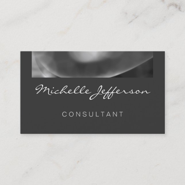 Grey Pattern Contemporary Script Business Card (Front)