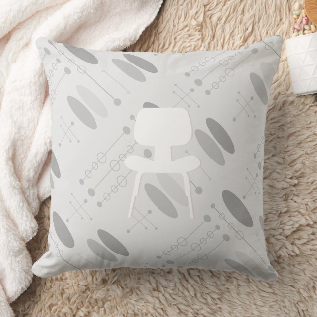 Grey Pattern Mid-Century Chair Abstract Pattern Fl Cushion (Blanket)