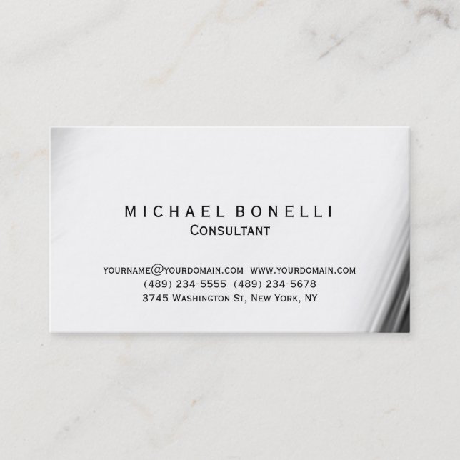 Grey Pattern Minimal Consultant Business Card (Front)