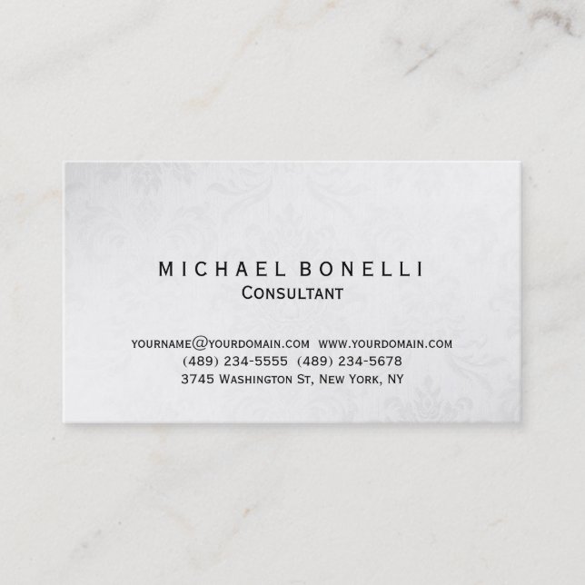 Grey Pattern Minimal Consultant Business Card (Front)