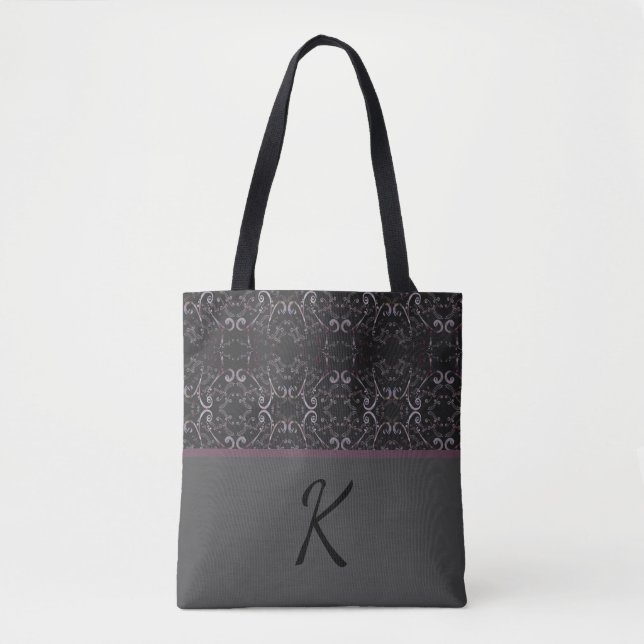 Grey Pattern Personalised Tote Bag (Front)