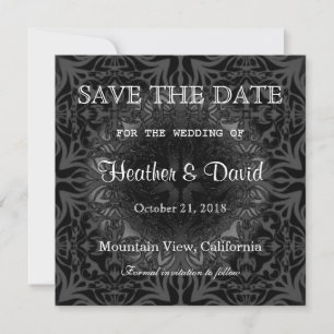 Grey Pattern Save the Date Wedding Invitation