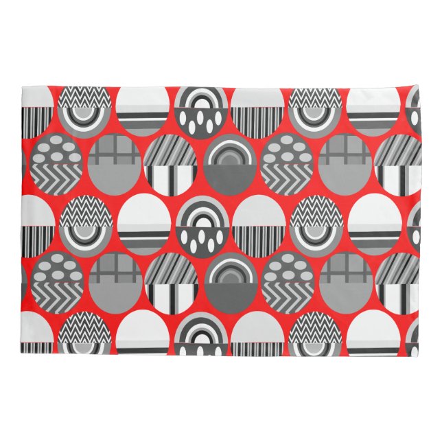 Grey Patterned Ovals  Pillowcase (Back)