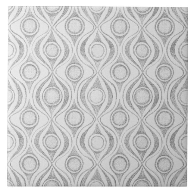 Grey Patterns Сircles Ceramic Tile (Front)