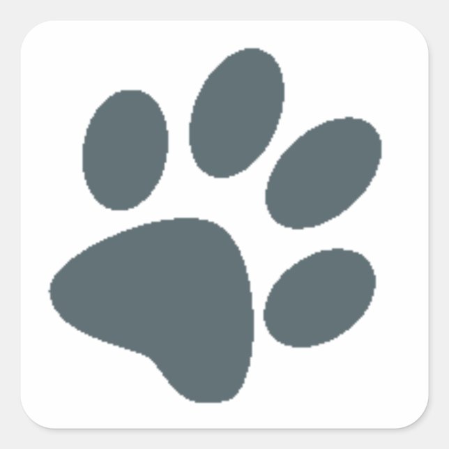 Grey Paw Print Square Sticker (Front)