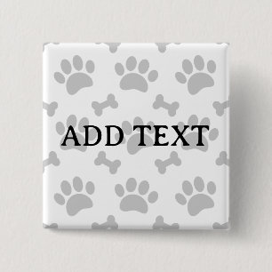 Grey Paws And Bones Pattern 15 Cm Square Badge