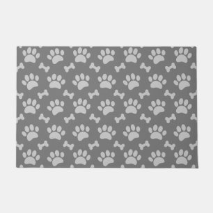 Grey Paws And Bones Pattern Doormat