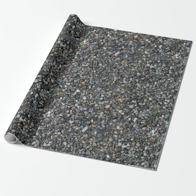Grey Pea Gravel Rocks Pebbles Wrapping Paper (Unrolled)