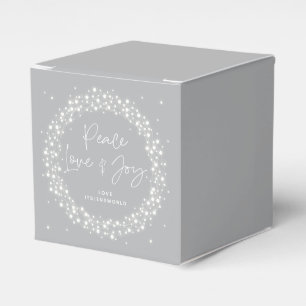 Grey Peace Love+Joy Christmas Sparkling Lights Favour Box