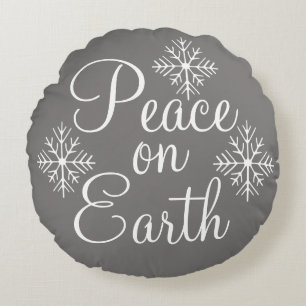Grey Peace on Earth Pillow
